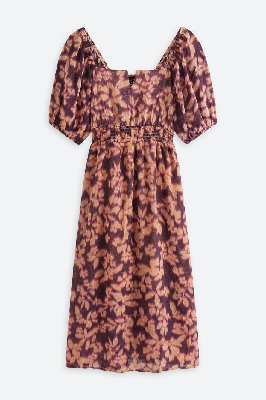 Bobeau Split Neck Puff Sleeve Dress Fall Colors XLP NWT